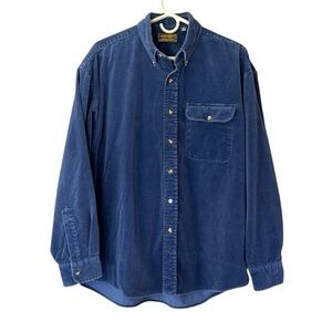VTG 90s Eddie Bauer Classic Blue Heavy Corduroy Shirt Outdoors Gorpcore Layering